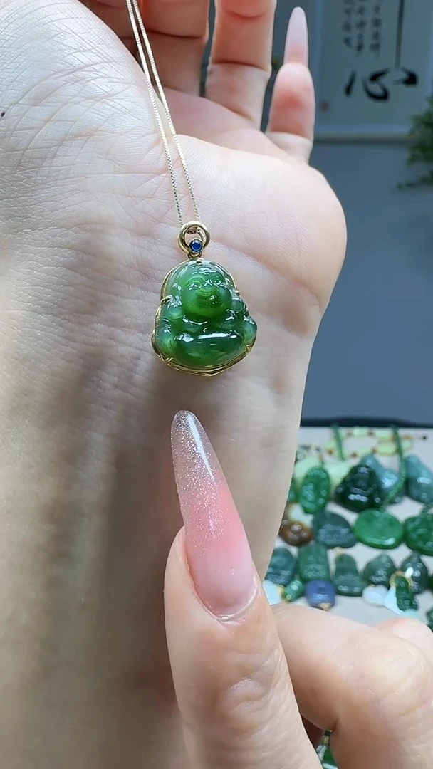 吊坠(不含链)18K金镶嵌和田玉1