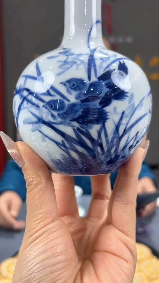 【闪购商品】官窑瓷画院376官窑瓷画院卢雁兰花天球瓶