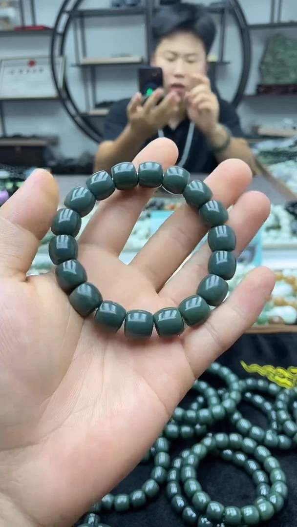手串未镶嵌和田玉纯天然和田玉新疆且末蓝12直切