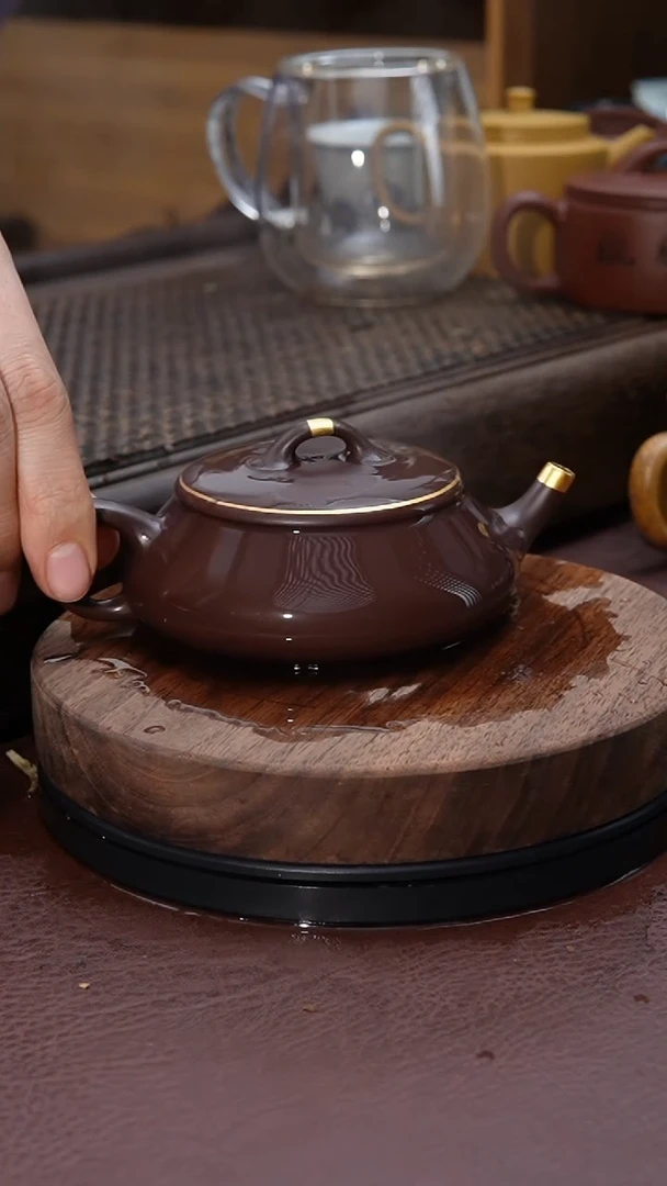 【闪购商品】紫砂茶壶描金平瓢石瓢紫砂壶