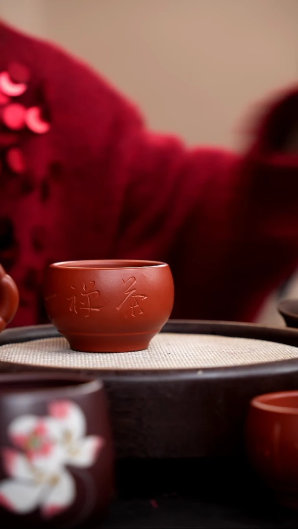 【闪购商品】紫砂茶壶朱泥大缸杯茶禅一味