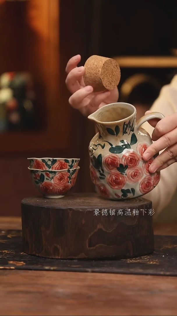 陶瓷景德镇高温釉下手绘陶瓷@L508@
