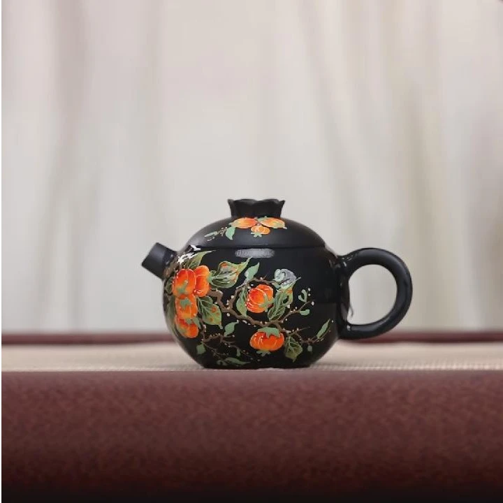 汪汪茶器 石榴 还原烧 粉彩 120cc 家用紫砂壶 DLG