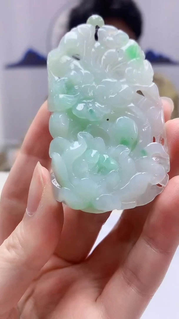 【闪购商品】定制翡翠未镶嵌4688zm-毛货挂件花开富贵58