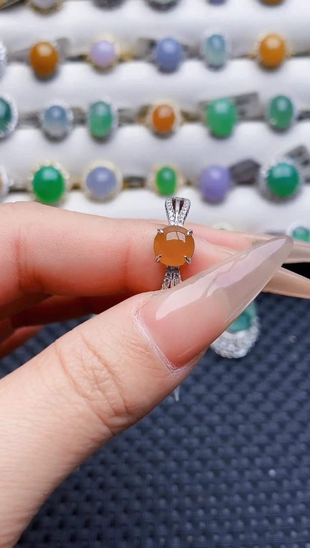 银S925镶嵌戒指翡翠0742