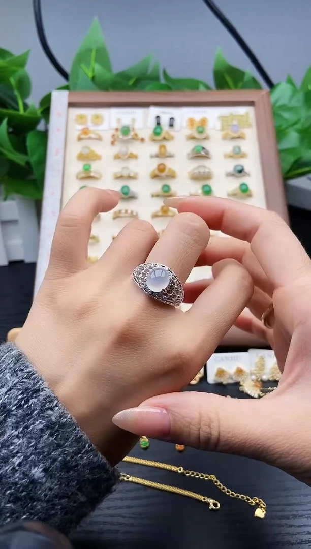 银S925镶嵌戒指翡翠12