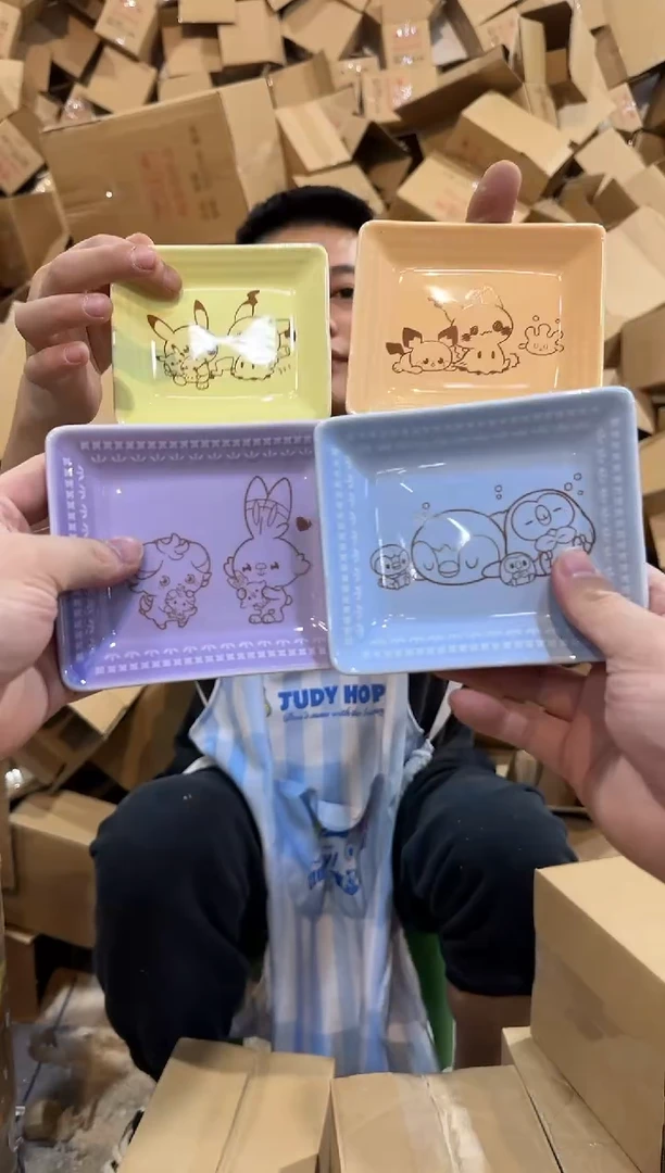 瓷片宝可梦小碟子4件套