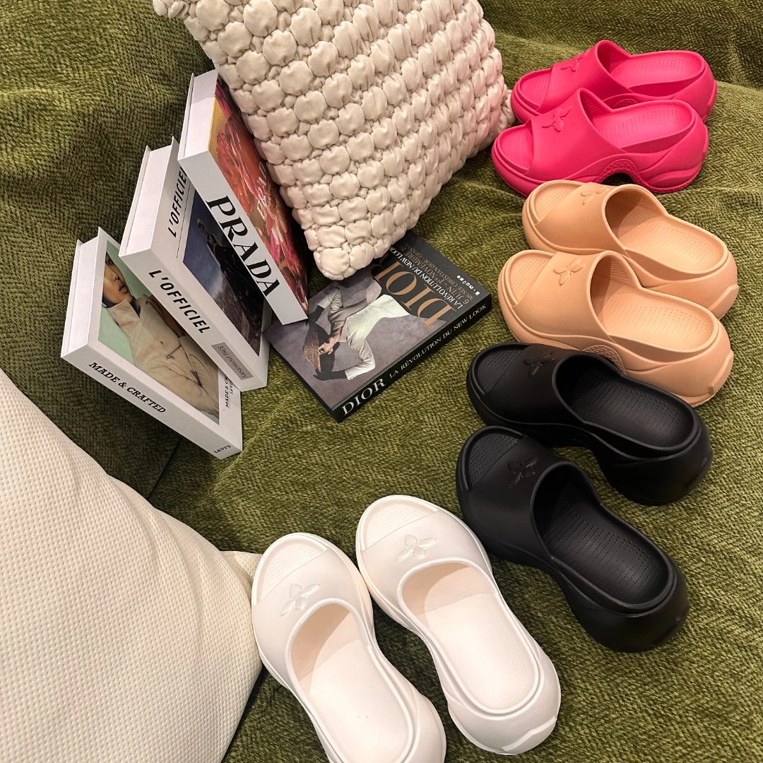 潮流十字花厚底拖鞋夏季设计感十足跟高9cm凉鞋鞋子女ins潮牌百搭