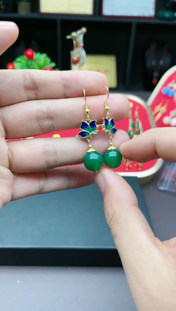 【闪购商品】玛瑙/玉髓耳钉银S925镶嵌337000