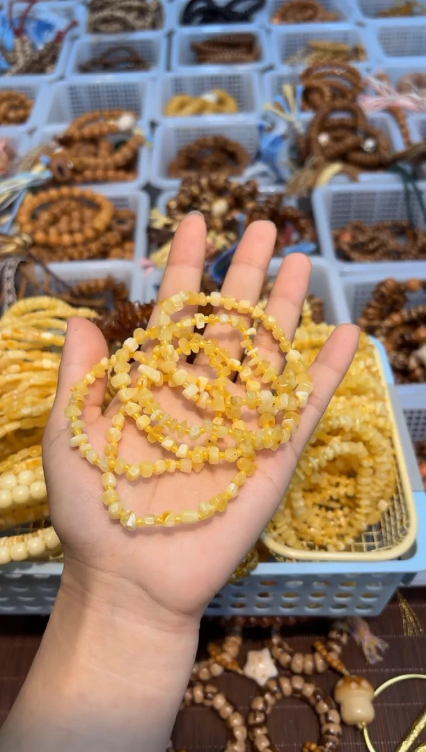 手串琥珀未镶嵌白花蜡随行小方块