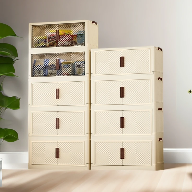 ZJ【85面宽】免安装简易储物柜双开门家用客厅收纳75/65面宽玩具