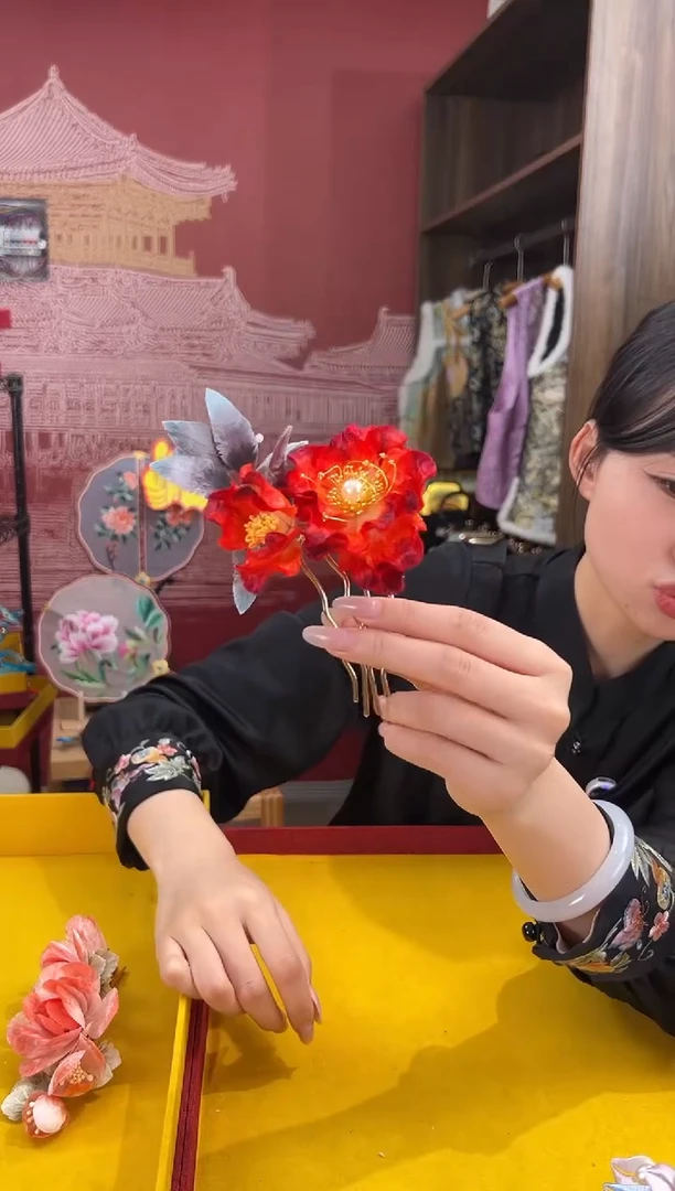 【闪购商品】刺绣非遗绒花（发饰）