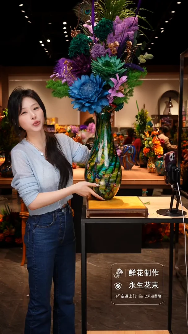 手工艺品琉璃手工花器花束空运包邮送货上门-以图片为准