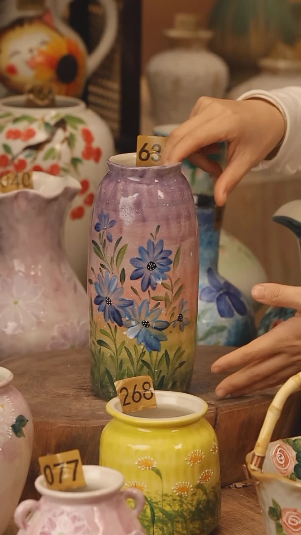 陶瓷景德镇设计师手作花器摆件侘寂风@M635@