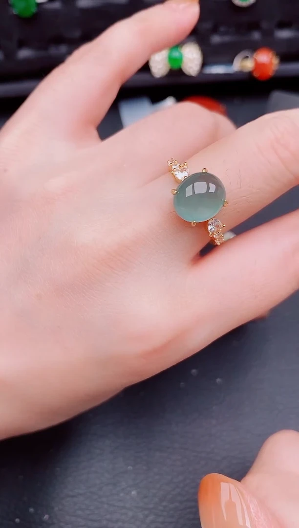 【闪购商品】翡翠戒指银S925镶嵌天然a货翡翠686