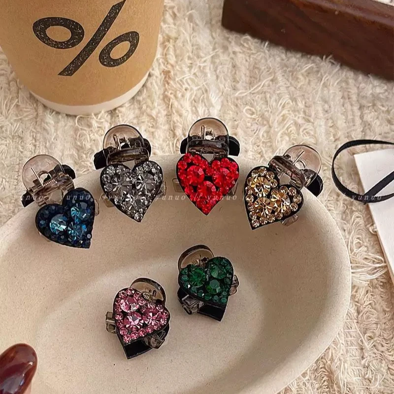 韩国简约气质爱心水钻新款迷你小号发抓侧边刘海抓夹碎发夹对夹