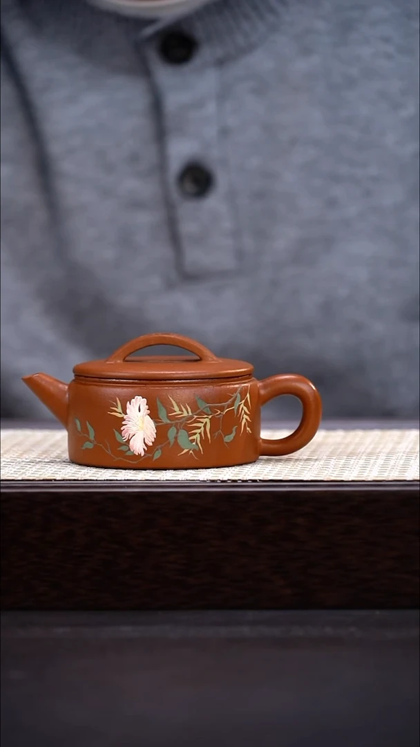 茶壶紫砂蒋建华 小煤窑朱泥 汉瓦泥绘