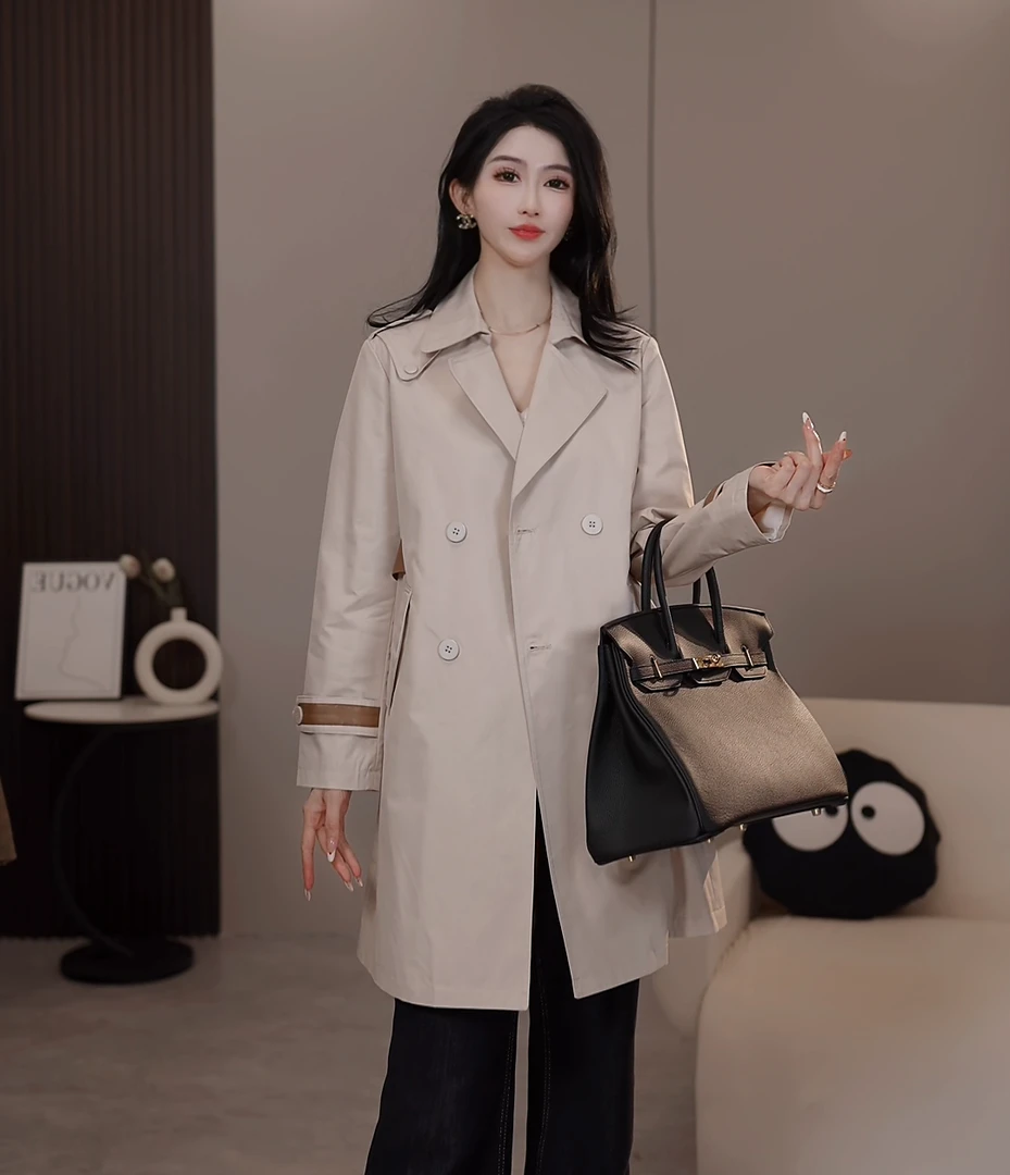 QW051新款2025春季时尚气质款风衣女装外套