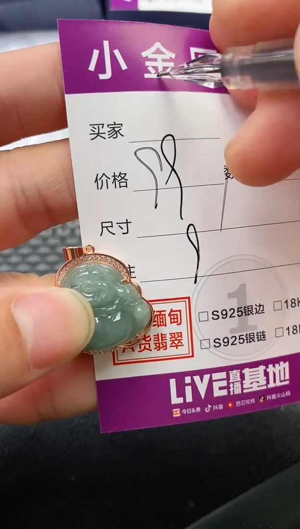 颈饰银S925镶嵌翡翠攀*挂件