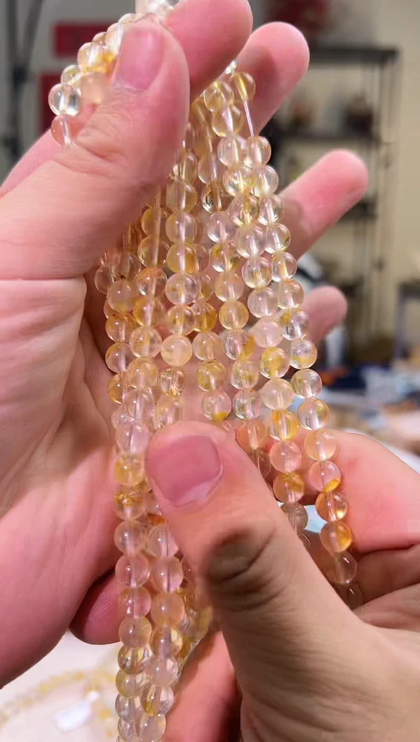 水晶手链未镶嵌7mm+黄金胶花三圈（多样性发一）