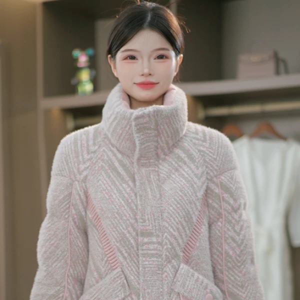 冬季气质保暖修身遮肉鸭绒羽绒服M-3XL