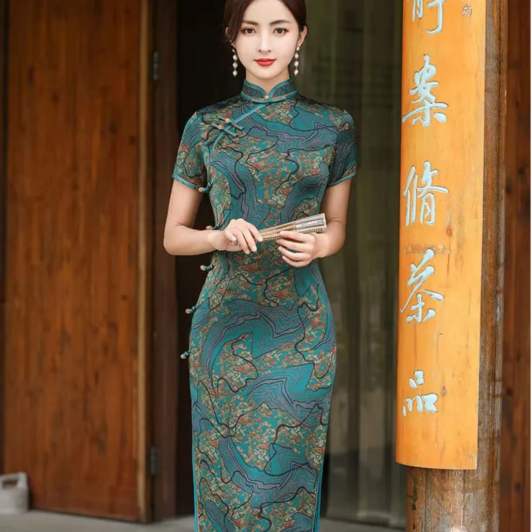 （777）夏款 气质 长款改良旗袍 双层 长约125cm 苏州旗袍