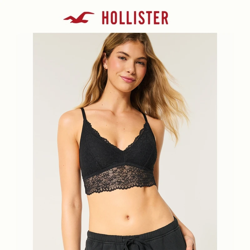 Hollister25夏美式辣妹黑色蕾丝吊带内衣上衣女装KI338-5000