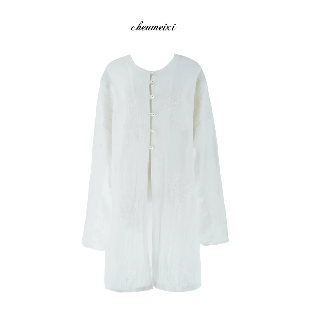 华裔小陈总【白雪花】国风新中式雪花刺绣上衣CK-CS-5781