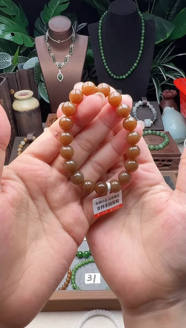 手链未镶嵌和田玉（糖玉）精品10m新疆且末糖玉手串