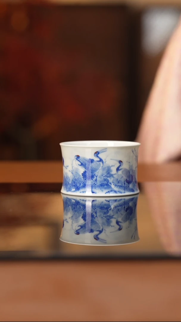 杯S****慢看山柴窑青花仙鹤