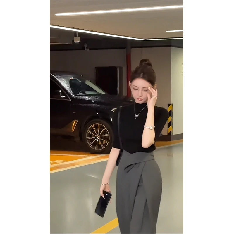 粉红pink 【随心搭】新款半高领中袖修身针织衫LWJ24C3T1800