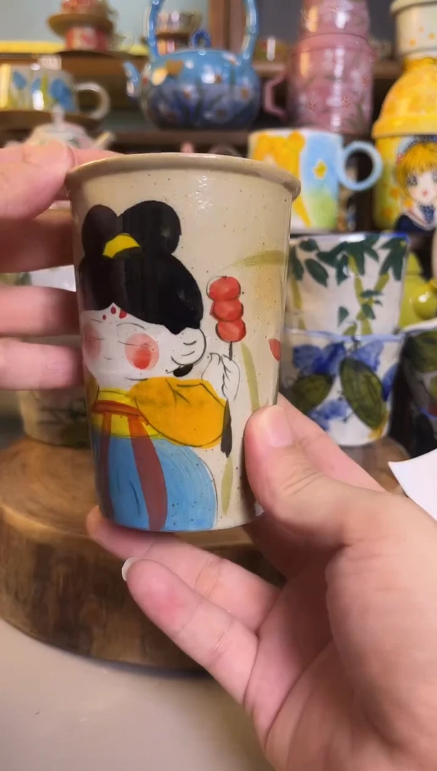杯子手绘高温釉下陶瓷