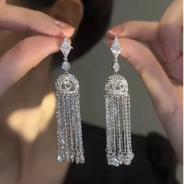 铜合金耳饰 银色鸟笼耳钉耳环女重工大气款设计网红百搭耳饰新款