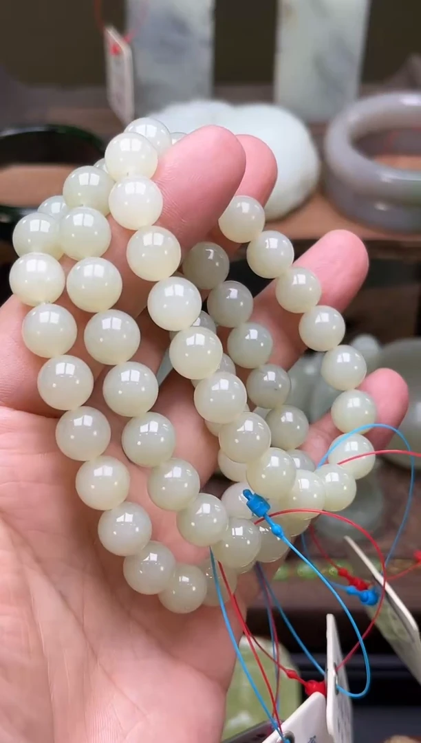 【闪购商品】和田玉手串未镶嵌卡10且末迪克兰带糖 圆珠 多样性发一