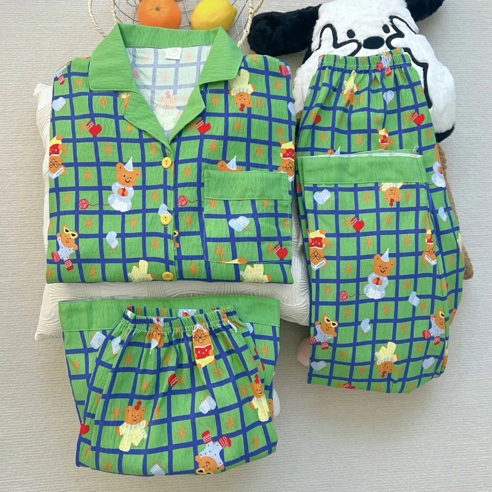 大码卡通短袖短裤长裤套装250斤睡衣女家居服可外穿休闲卡通夏季