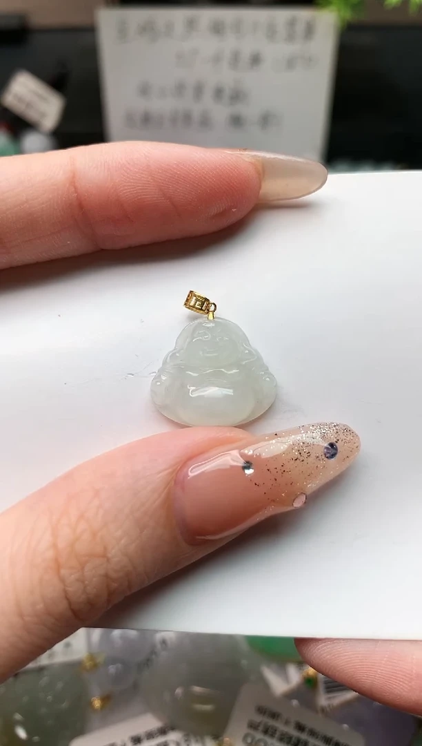 翡翠18K金镶嵌颈饰天然A货翡翠