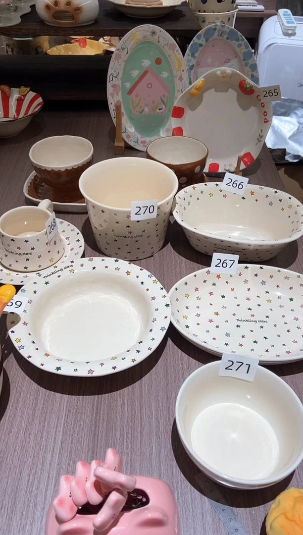 瓷星星椭圆盘+浴缸碗+面桶+草帽盘+圆盘+2个米饭碗