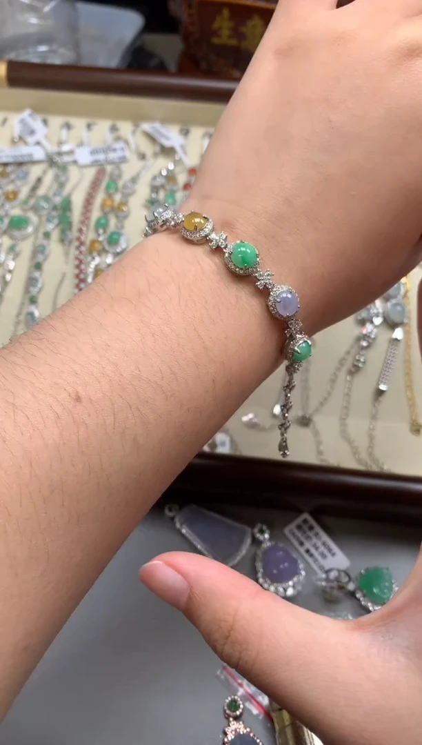 银S925镶嵌戒指翡翠手链3