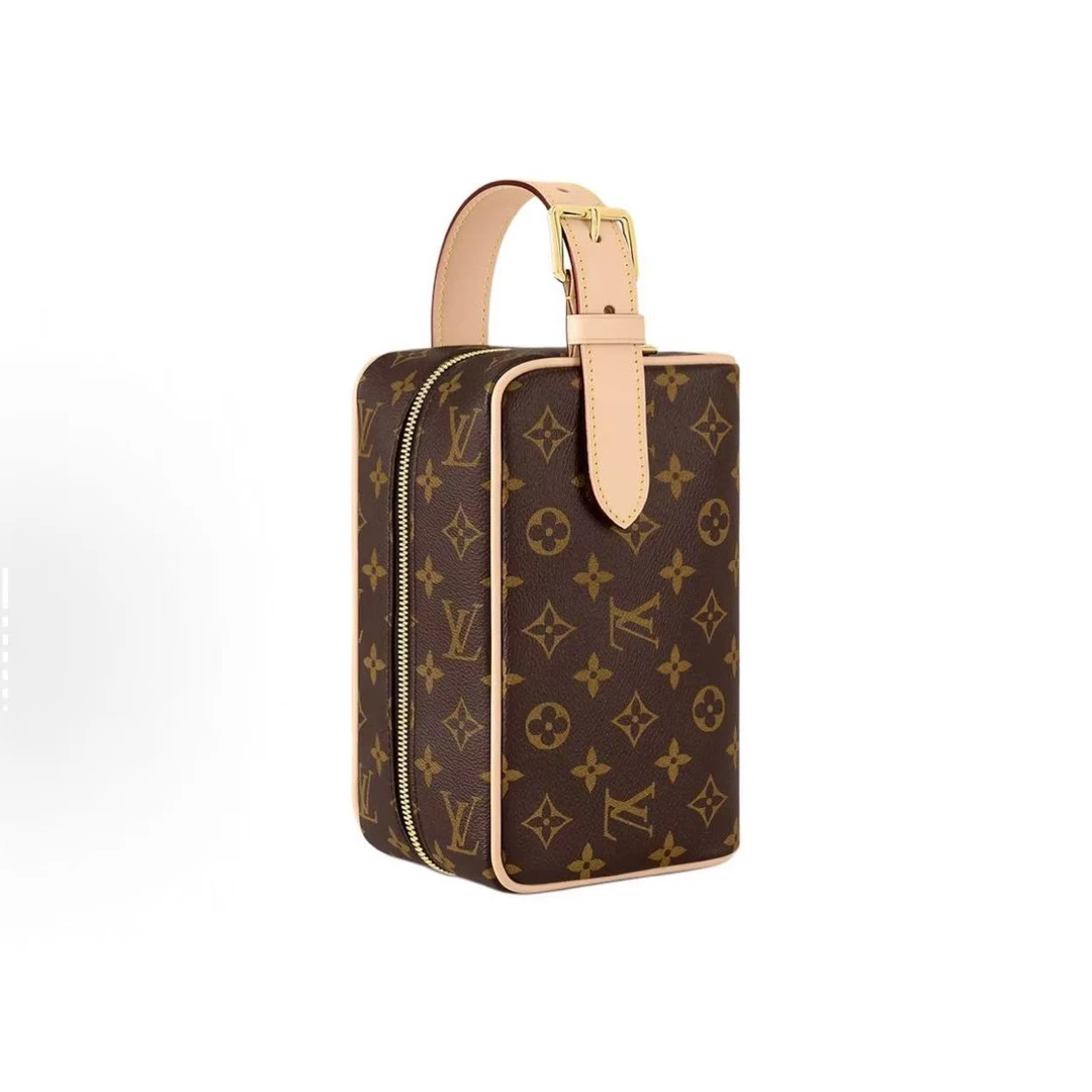 99新 LouisVuitton/路易威登 新款doppkit经典棕老花满印洗漱包
