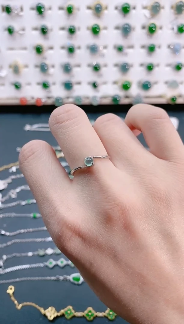 【闪购商品】翡翠戒指银S925镶嵌天然翡翠