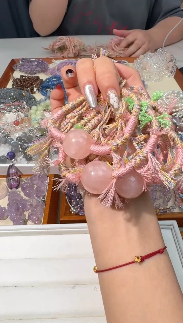 【闪购商品】水晶手链未镶嵌J002西柚粉单珠编绳款