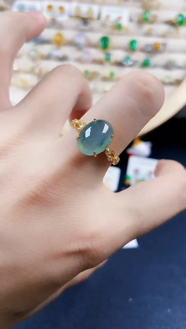 翡翠戒指银S925镶嵌124898