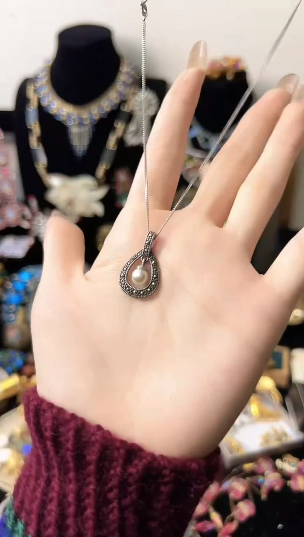 铁合金合成碳硅石意大利九土五马赛石项链