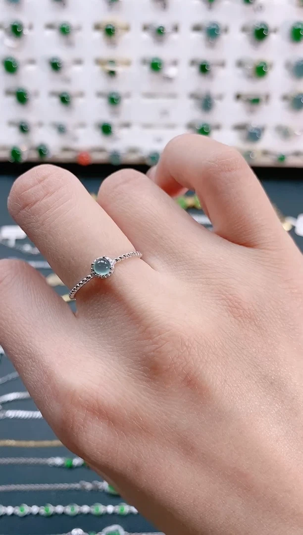 【闪购商品】翡翠戒指银S925镶嵌天然翡翠