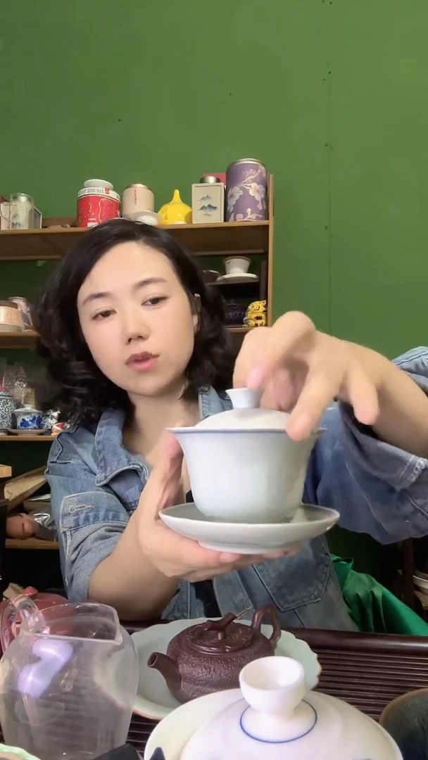 彩选单品蓝边盖碗130ml