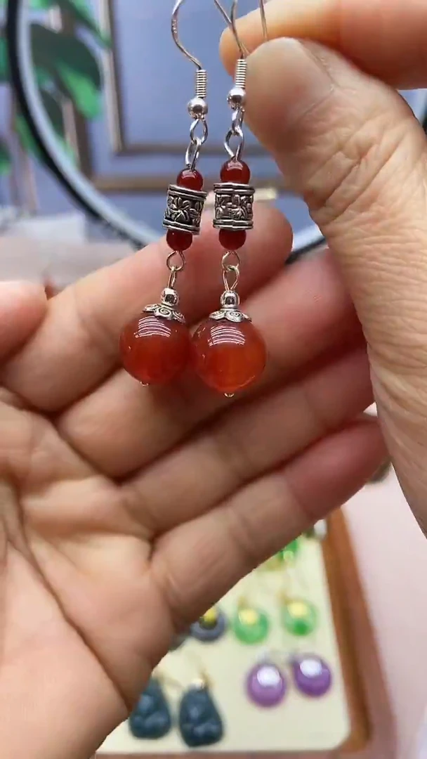 未镶嵌南红玛瑙耳饰100