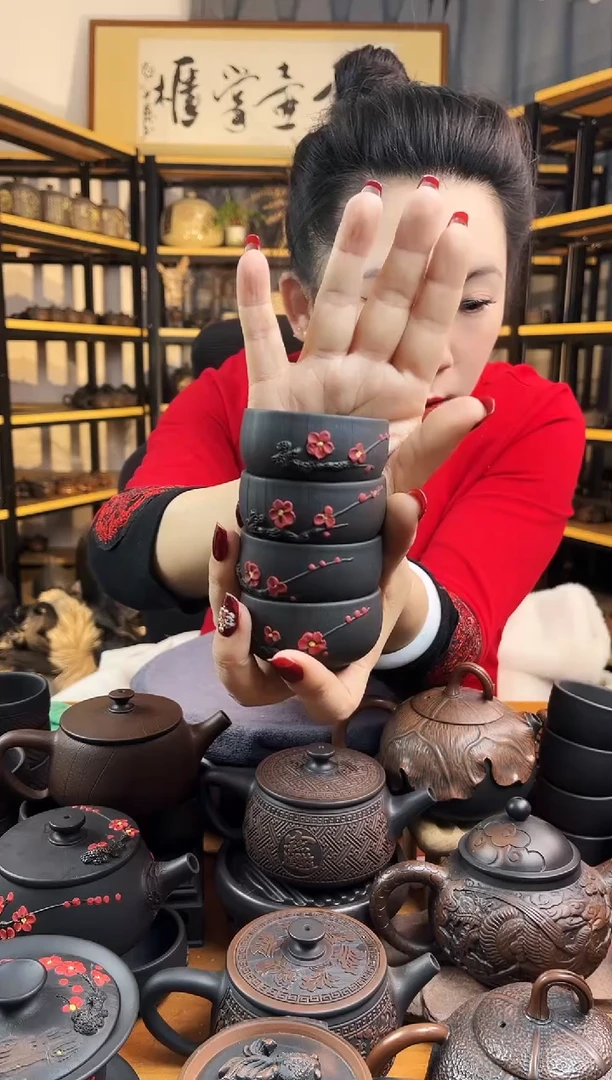 【闪购商品】壶红梅 拉丝 品茗杯 拍1发4