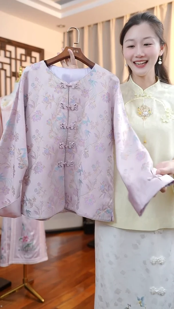 刺绣宋锦上衣  桑蚕丝非遗苏绣服饰
