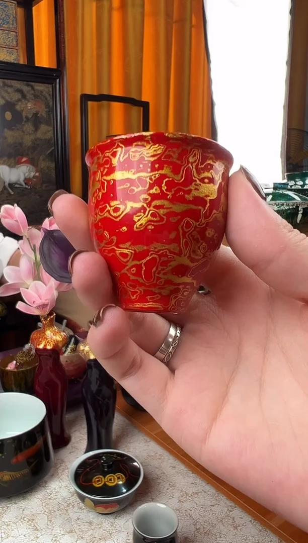 红金一口杯-太古大漆