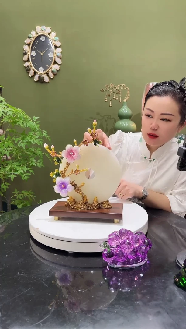 玉天然玉石，合金珐琅彩，平安扣